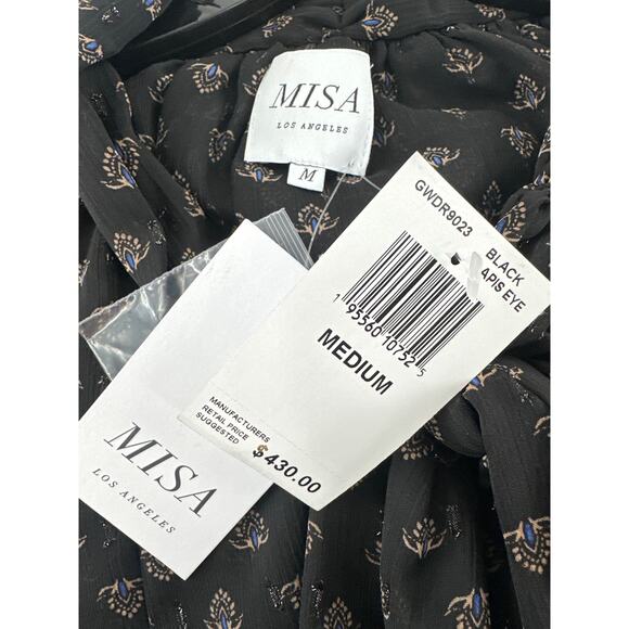Misa Women's Black Lapis Eye Cindy Floral Mini Dress Size M - Picture 3 of 11